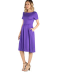 Maternity Midi Dress with Short Sleeve and Pocket Detail