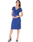 Faux Wrapover Maternity Dress with Cap Sleeves