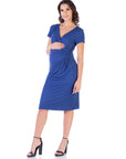 Faux Wrapover Maternity Dress with Cap Sleeves