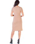 Faux Wrapover Maternity Dress with Cap Sleeves