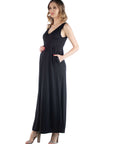 Maxi Maternity Sleeveless Dress with Pockets