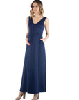 Maxi Maternity Sleeveless Dress with Pockets