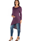 Long Sleeve  Asymmetrical Maternity Tunic Top