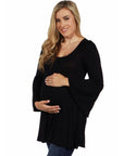 Long Bell Sleeve Flared Maternity Tunic Top