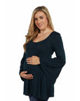 Long Bell Sleeve Flared Maternity Tunic Top