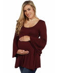 Long Bell Sleeve Flared Maternity Tunic Top