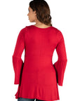 Long Bell Sleeve Flared Maternity Tunic Top