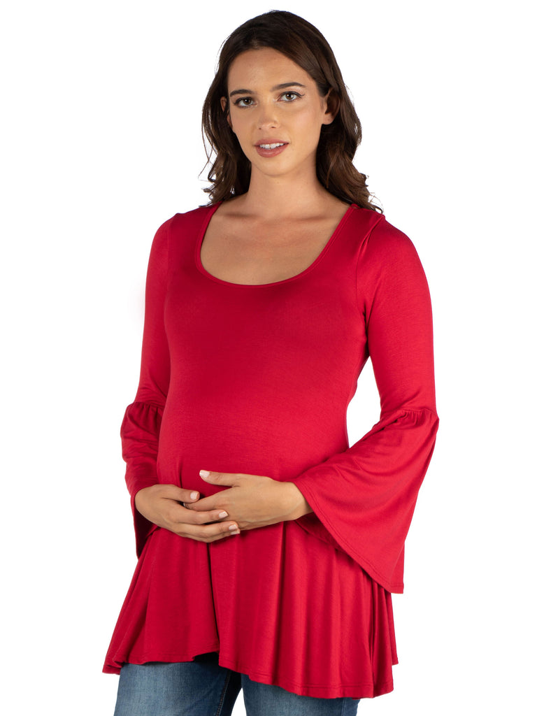 24seven Comfort Apparel Maternity Womens V Neck Long Sleeve Tunic