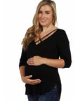 Criss Cross Round Hemline Maternity Tunic Top
