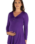 Flared Long Sleeve Henley Maternity Top