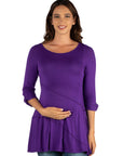 Ruched Sleeve Swing Maternity Tunic Top