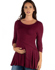 Ruched Sleeve Swing Maternity Tunic Top