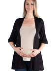 Open Front Elbow Length Sleeve Maternity Cardigan