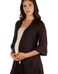 Open Front Elbow Length Sleeve Maternity Cardigan