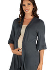 Open Front Elbow Length Sleeve Maternity Cardigan