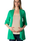 Open Front Elbow Length Sleeve Maternity Cardigan