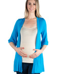 Open Front Elbow Length Sleeve Maternity Cardigan