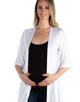 Open Front Elbow Length Sleeve Maternity Cardigan