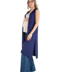 Sleeveless Long Maternity Cardigan with Side Slit