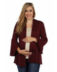 Bell Sleeve Flared Open Front Maternity Cardigan