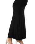 Womens Elastic Waist Solid Color Maternity Maxi Skirt