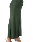 Womens Elastic Waist Solid Color Maternity Maxi Skirt