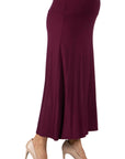 Womens Elastic Waist Solid Color Maternity Maxi Skirt
