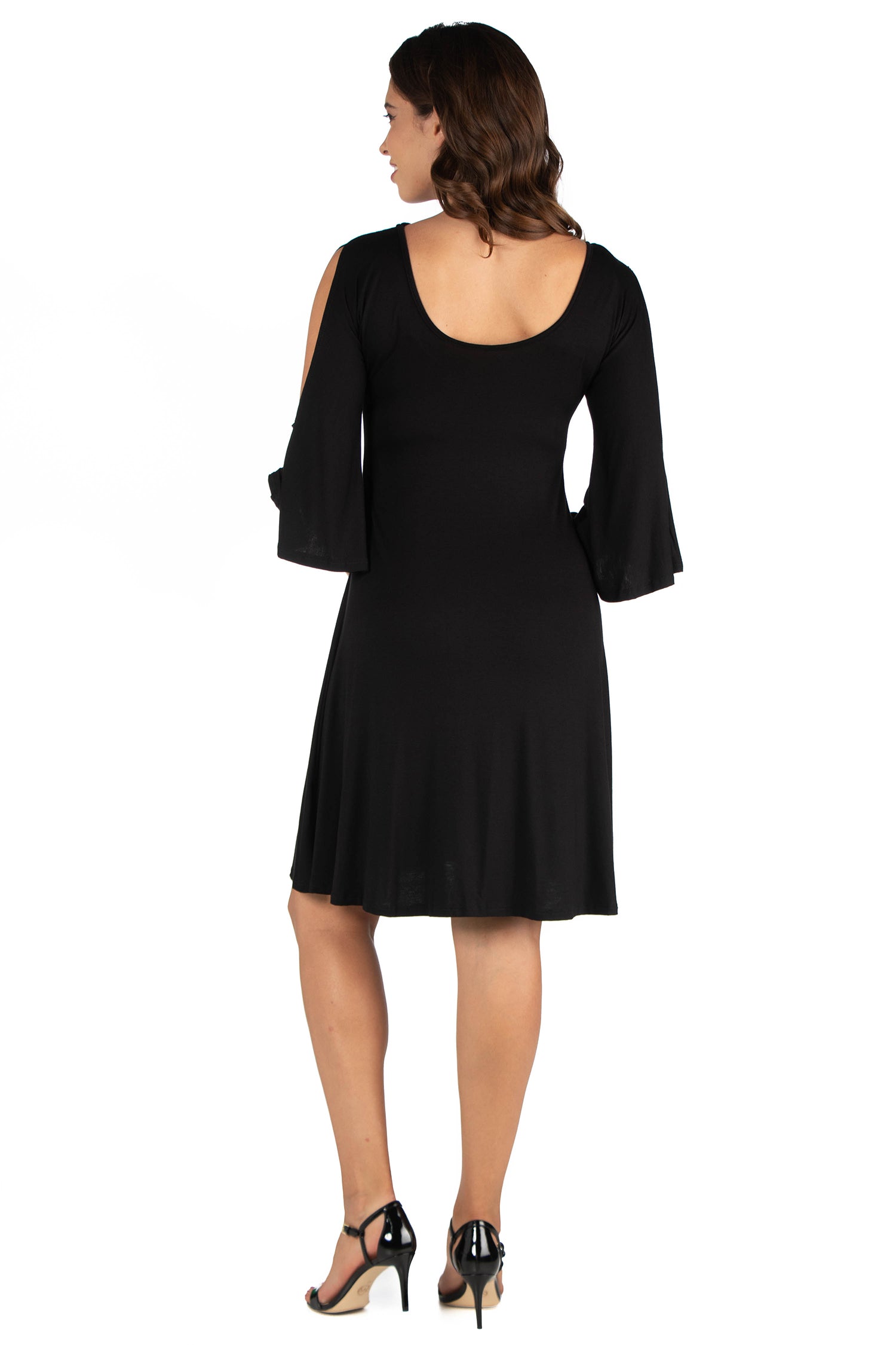 Maternity Knee Length Cold Shoulder Dress