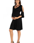 Maternity Knee Length Cold Shoulder Dress