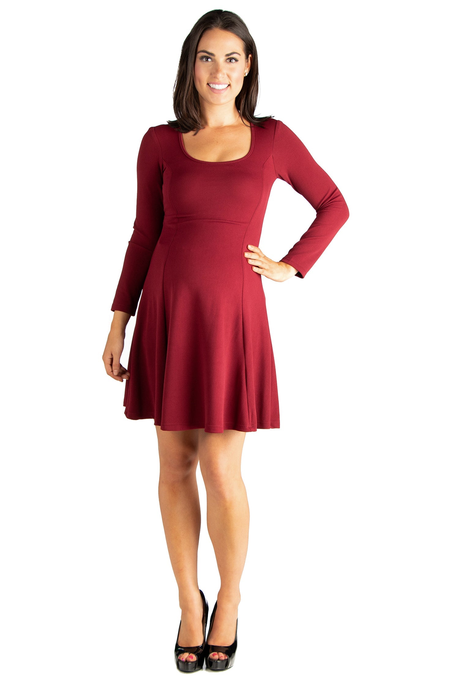 Long Sleeve Knee Length Maternity Skater Dress