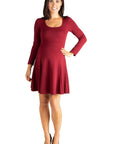 Long Sleeve Knee Length Maternity Skater Dress