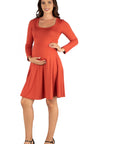 Long Sleeve Flared Maternity Mini Dress