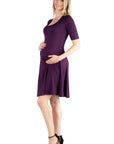 Knee Length A Line Elbow Sleeve Maternity Dress