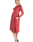 Midi Length Fit N Flare Pocket Maternity Dress