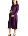 Midi Length Fit N Flare Pocket Maternity Dress