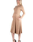 Midi Length Fit N Flare Pocket Maternity Dress