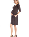 Fit and Flare Scoop Neck Maternity Dress