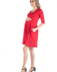 Fit and Flare Scoop Neck Maternity Dress