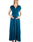 Cap Sleeve V Neck Maternity Maxi Dress