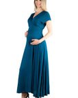 Cap Sleeve V Neck Maternity Maxi Dress