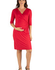 Draped in Style Knee Length V Neck Maternity Dress