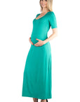 Casual Maternity Maxi Dress With Sleeves