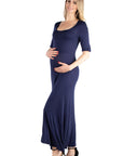 Casual Maternity Maxi Dress With Sleeves