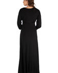 V-Neck Long Sleeve Maternity Maxi Dress
