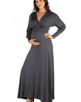 V-Neck Long Sleeve Maternity Maxi Dress