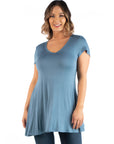 Short Sleeve Plus Size V Neck Tunic T Shirt