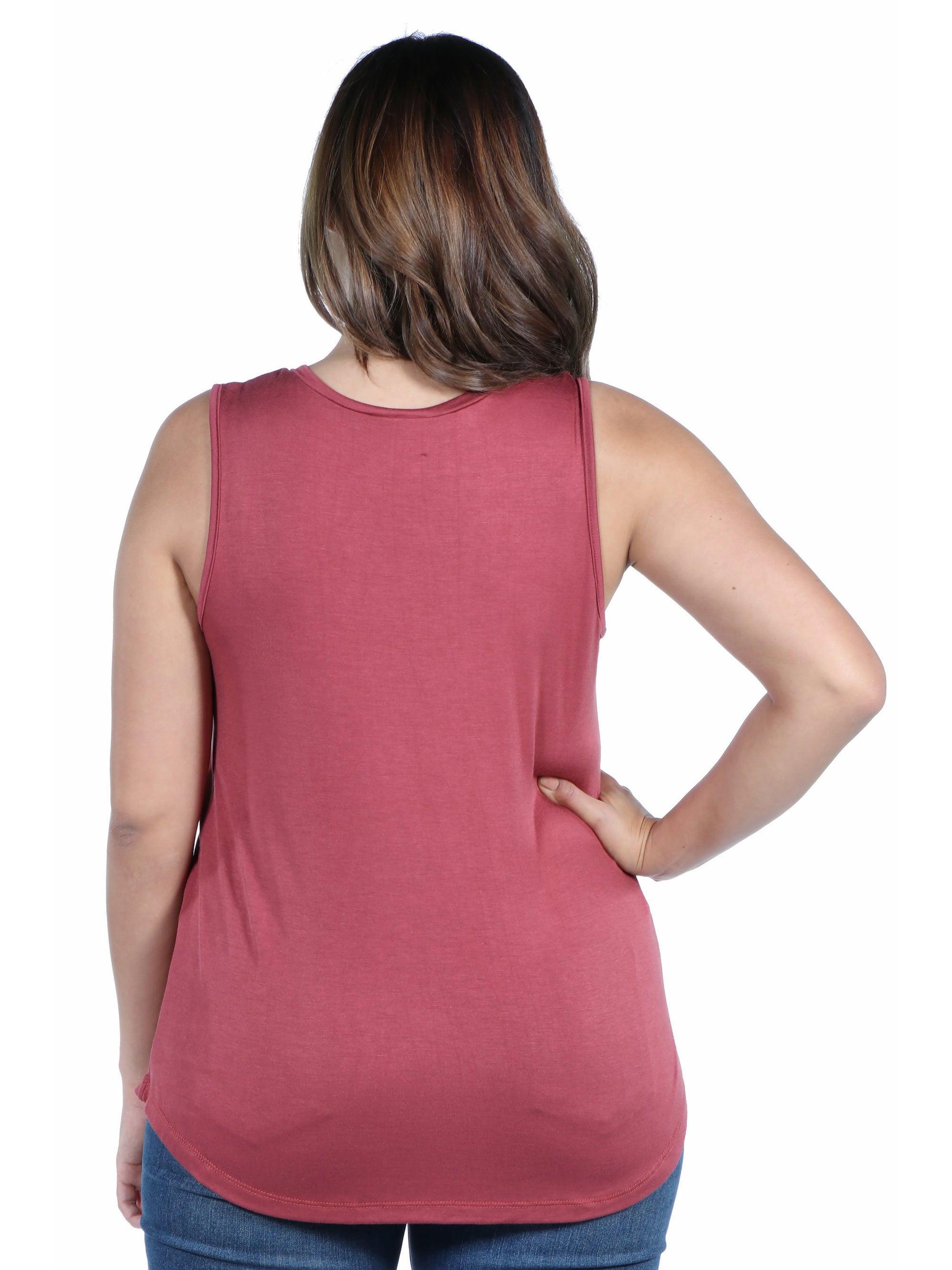 V Neck Sleeveless Rounded Hemline Plus Size Top