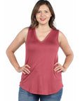 V Neck Sleeveless Rounded Hemline Plus Size Top