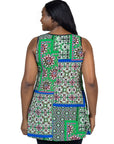 Casual Green Print Plus Size Scoop Neck Tank Top