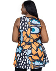 Orange Butterfly Print Plus Size  Scoop Neck Tank Top